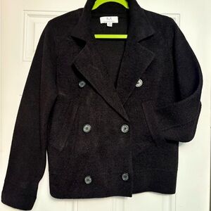 Magaschoni Textured Chenille Knit Double Breasted Blazer Cardigan